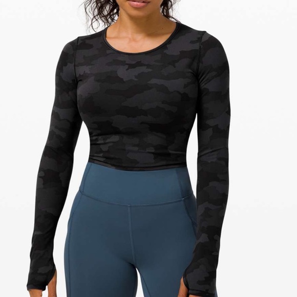 lululemon athletica Tops - 🔥LULULEMON WUNDER TRAIN CROPPED LONG SLEEVE-CAMO